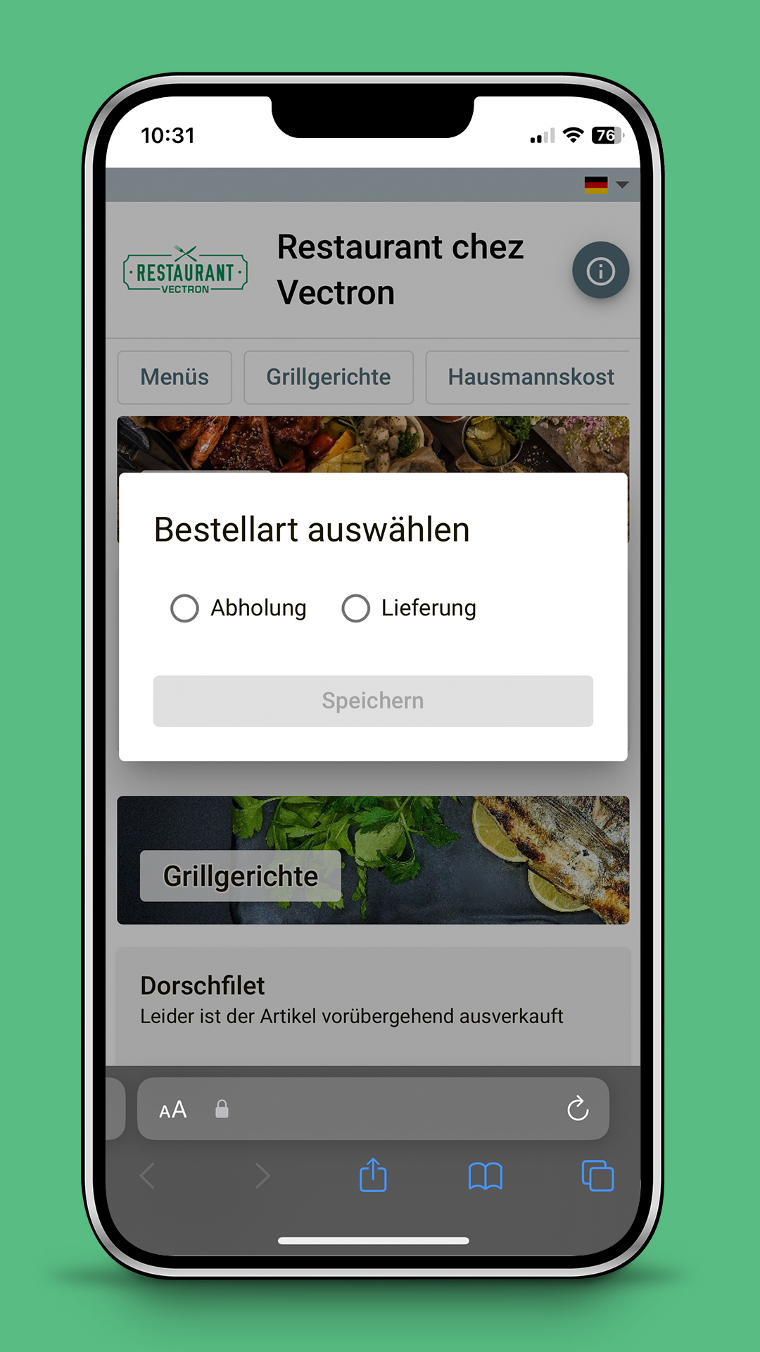 Online-Ordering im Webshop